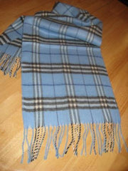 Burberry 100% Cashmere Scarf-Light Blue